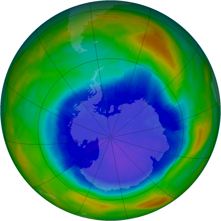 Antarctic ozone map for 21 September 1987